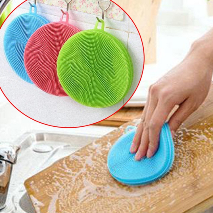 

100 PCS Kitchen Multifunction Pad Silicone Fruit Vegetable Cleaner Washing Tools, Random Color Delivery