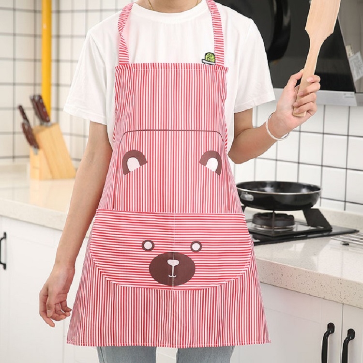 

Cartoon Printed Bear Sleeveless Sling Kitchen Apron(Red)