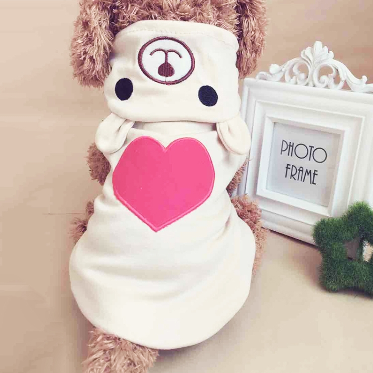 

5 PCS Small Dog Cotton Clothes Coat Love Bear Hoodies, Size:M(Brown)