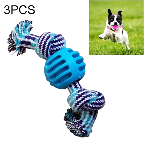 

3 PCS Pet Dog Toys Chew Teeth Clean Outdoor Traning Fun Playing Rope Ball(Blue)