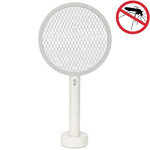 

USB Rechargeable Electric Mosquito Swatter Large Mesh Multifunctional Electronic Mosquito Swatter(White)