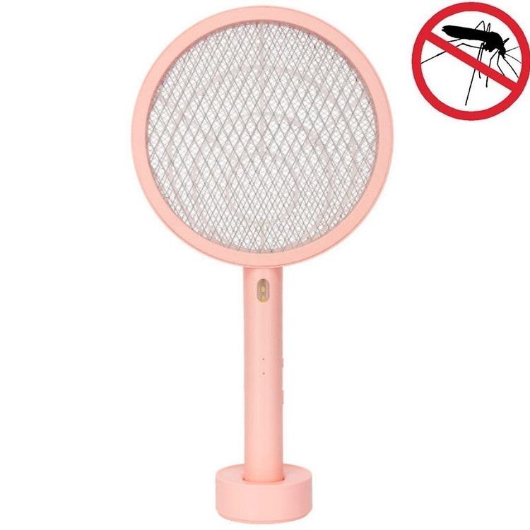 

USB Rechargeable Electric Mosquito Swatter Large Mesh Multifunctional Electronic Mosquito Swatter(Pink)