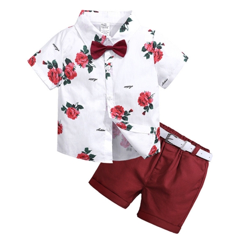 

Summer Boys Print Short Sleeve Shirt + Shorts Set, Kid Size:100cm(White)