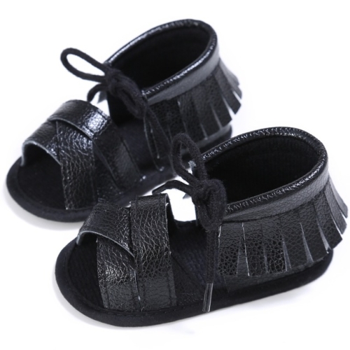 

Summer Tassel Baby Shoes Soft Non-slip Crib Infant Girl Shoes Moccasins Sandal(Black)