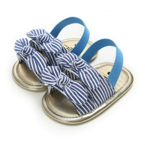 

Baby Infant Kid Girl Soft Sole Crib Summer Princess Sandals Shoes, Baby Age:0-6 Months(Blue Stripes)