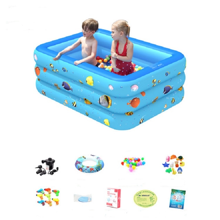 

Ocean World Children Square Bubble Bottom Inflatable Swimming Pool, Size:180x130 cm, Specification:Luxury Package