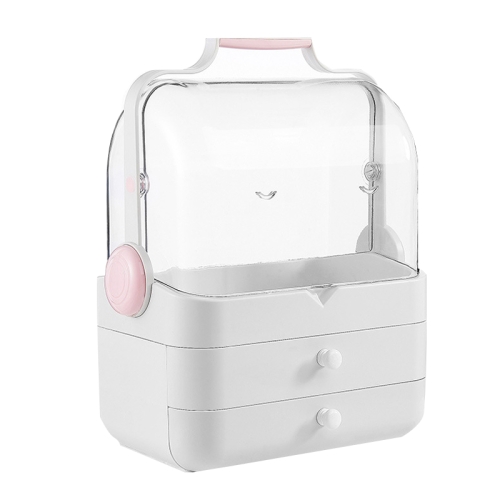 

Cosmetic Storage Box Desktop Storage Dustproof Flip Cosmetic Case(Pretty Pink)