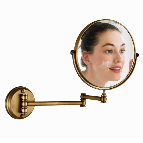 

Wall-mounted Hotel Vanity Mirror Folding Double-sided Bathroom Mirror Green Bronze Mirror