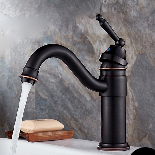 

Copper Black Ancient Red Hot Cold Water Bathroom Basin Rotating Faucet, Specification: 995021 (without hot and cold pipes)