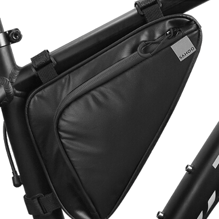 

Shark Tiger Bicycle Front Beam Wax Polyester Triangle Bag, Size: 1.5L(Black )