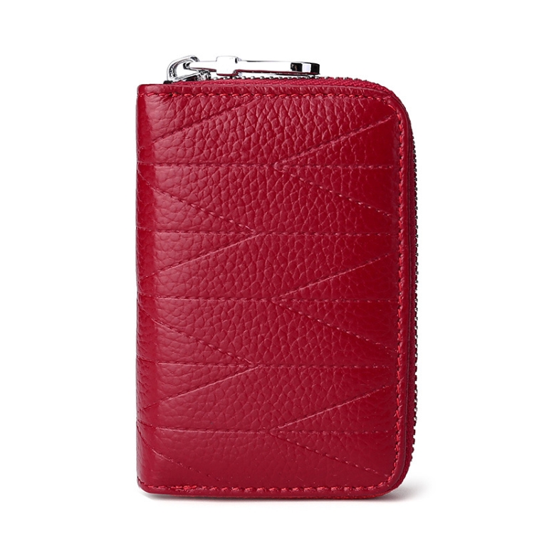 

Multi-card Zipper Card Bit Card Small Purse Simple Organ Card Package(Wine Red)