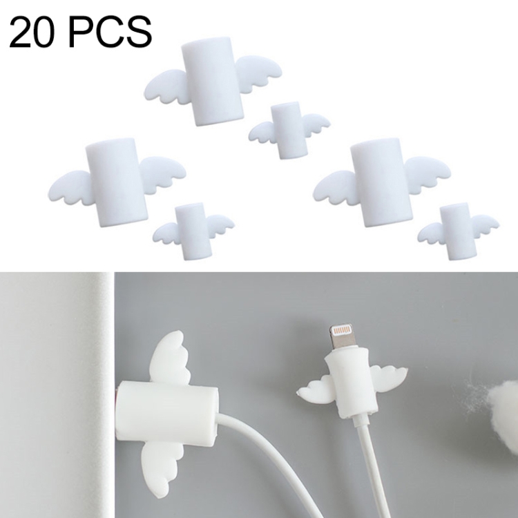 

20 PCS Angel Shape Data Cable Anti-break Protection Cover Set(White)