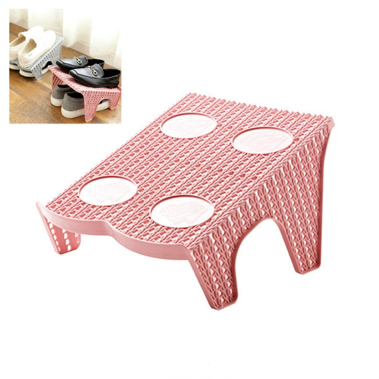 

Rattan Shoe Storage Rack Integrated Shoe Care Space Shoes Shelf Holder, Size:Double Row(Pink)