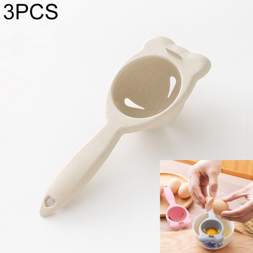 

3 PCS 2260 Bear Ears Shape Kitchen Baking Wheat Straw Egg Yolk Egg White Separation Tool Filter Separator(Beige )