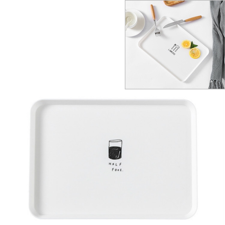 

Home Simple Rectangle Breakfast Plate Plastic Tea Tray Plate Dessert Small Tray(Cup)