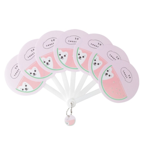 

Cartoon Seven-fold Fan Summer Cool Small Fresh Fan Student Portable With Hand Fan( Pink Watermelon )