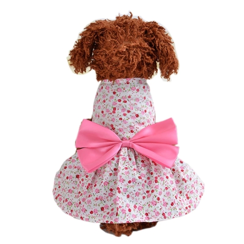 

Puppy Pet Dog Clothing Cool Summer Cat Dog Bow Floral Skirt, Size: XS(Pink)