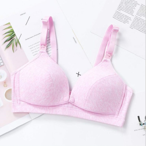 

Maternity Mother Cotton Double Open Buckle No Steel Ring Pregnant Women Bra, Size:38/85BC(Pink)