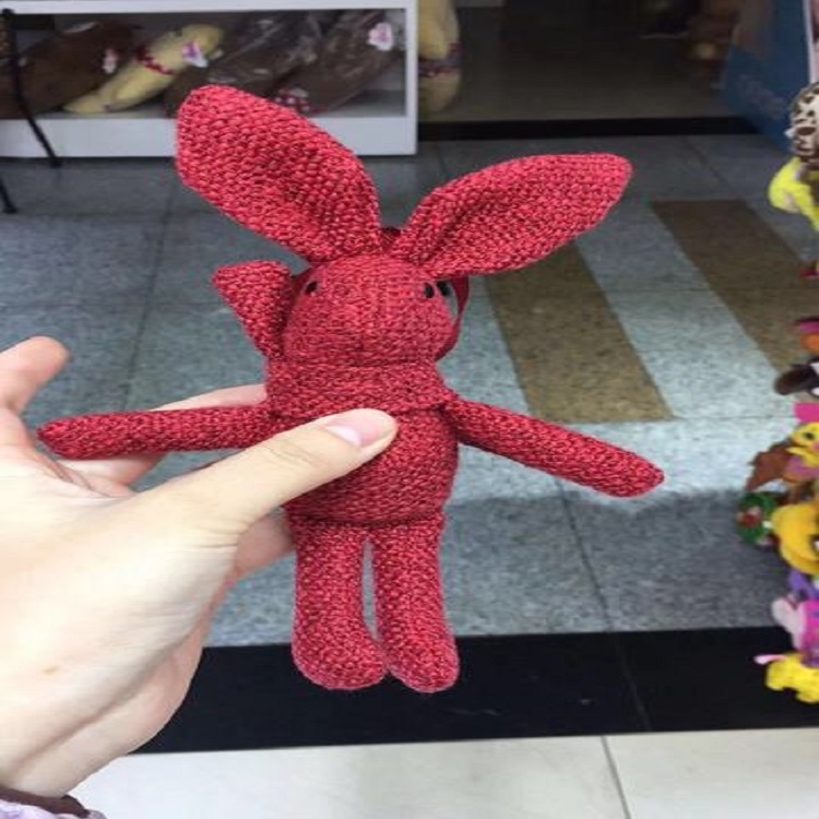 

Plush Toy Wishing Rabbit Doll, Linen Scarf Long Foot Bag Bouquet Rabbit Doll, Height:16-18cm(Red)