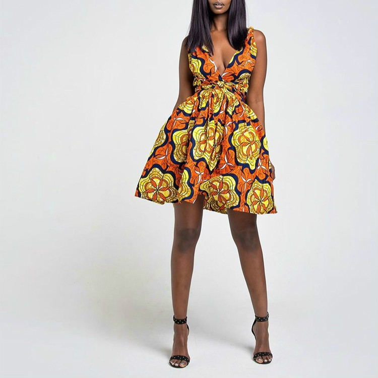 

Fashion Floral Print Summer Party Backless, Size:S(Yellow)