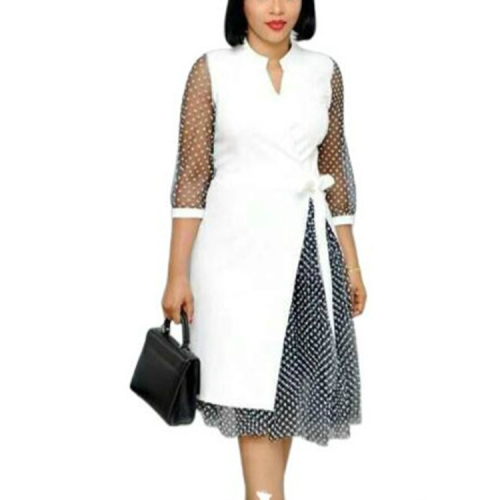 

Elegent Fashion Style Women Printing Dress, Size:XL(White)