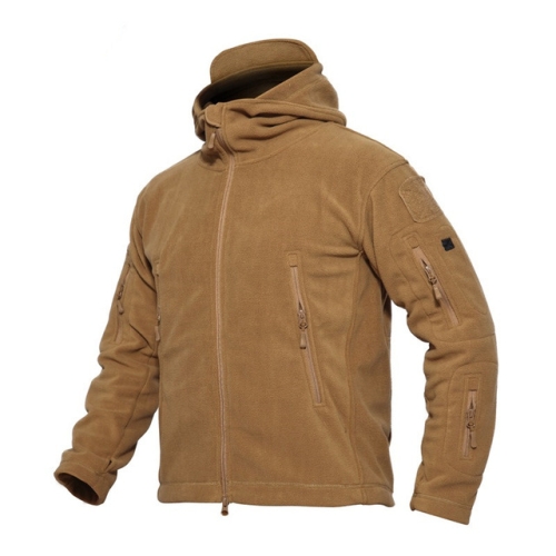 

Fleece Warm Military Uniform Men Tactical Thermal Breathable Hooded Coat, Size:S(Brown)