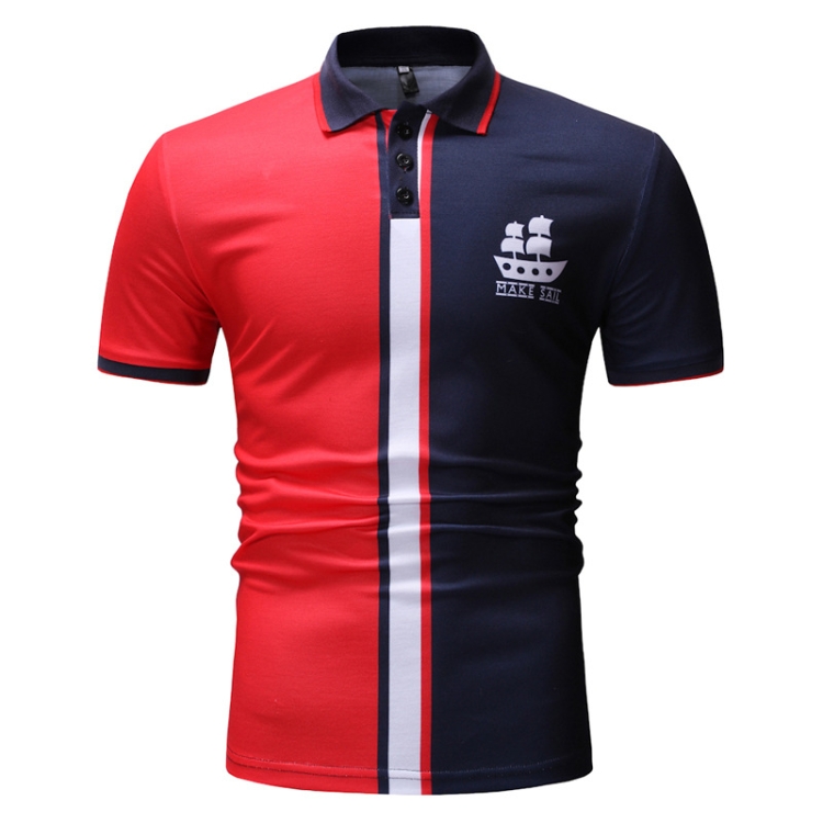 

Summer Casual Fashion Slim Short-sleeved T-shirt for Men, Size: L(Red and Blue)