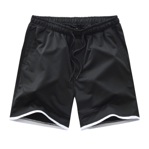 

Summer Men's Stretch Large Size Fitness Shorts Casual Beach Five Pants, Size: 2XL(Black)