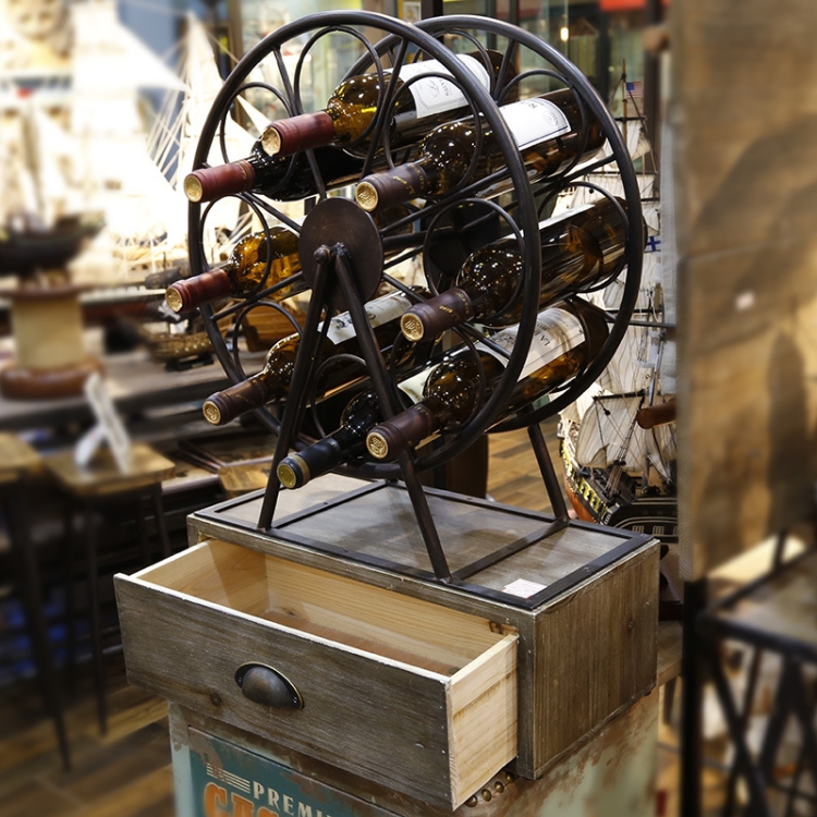 

Windmill Shape Industrial Style Fashion Large Wrought Iron Wine Racks with Base