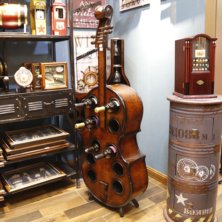 

Wooden Creative Cello Wine Rack Large Rack Capacity: 10 Bottles of Wine