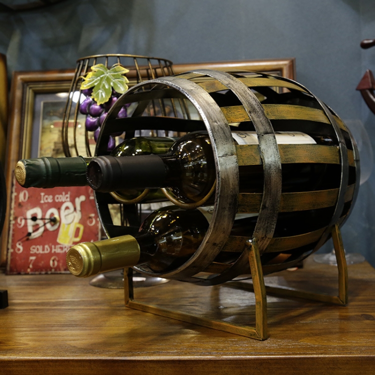 

Metal Barrel Modeling Wine Cabinet Retro Creative Wine Rack Decoration Bar Decoration