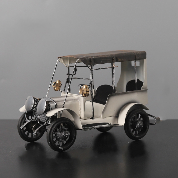 

Vintage Wrought Iron Metal Classic Car Model Decoration(White)