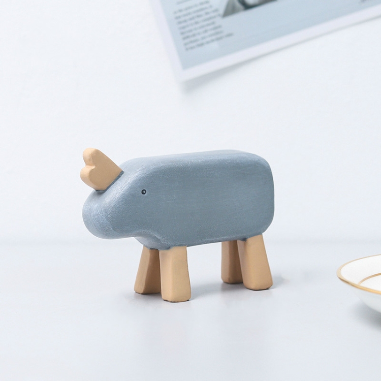 

Resin Crafts Animal Ornaments Living Room Cabinets Work Surface Decoration(Rhinoceros )