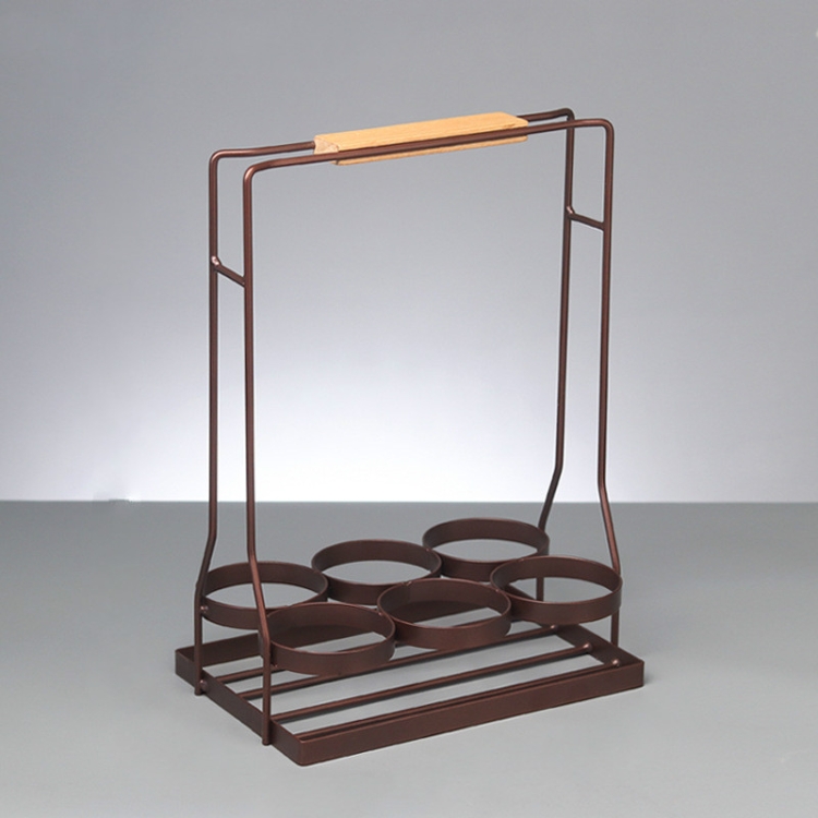 

Simple Modern Wrought Iron Portable Beer Basket Wine Rack(Coffee )