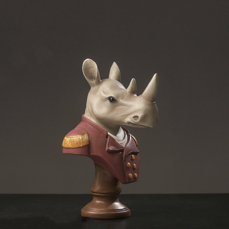 

Resin Crafts Gentleman Deer Head Ornaments Home Porch Wine Cabinet Decoration(Rhinoceros )