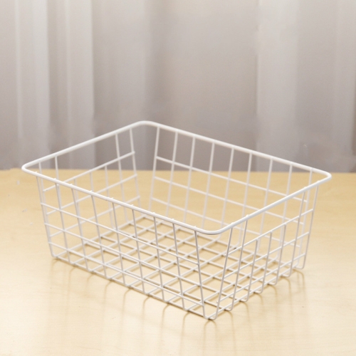 

Square Wrought Iron Bath Storage Basket Snack Storage Basket(White )