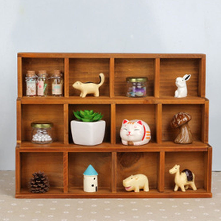 

3 Layer Retro Wooden Storage Cabinets Home Finishing Storage Wall Cabinets