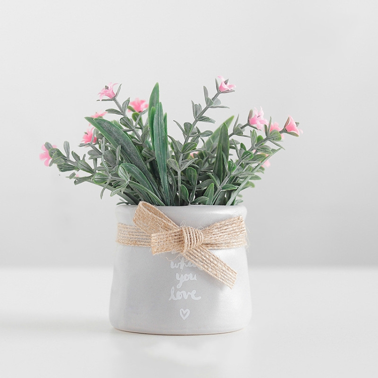

Rural Style Artificial Flower Fake Flower Small Bonsai Ornaments Decorations(Pink )