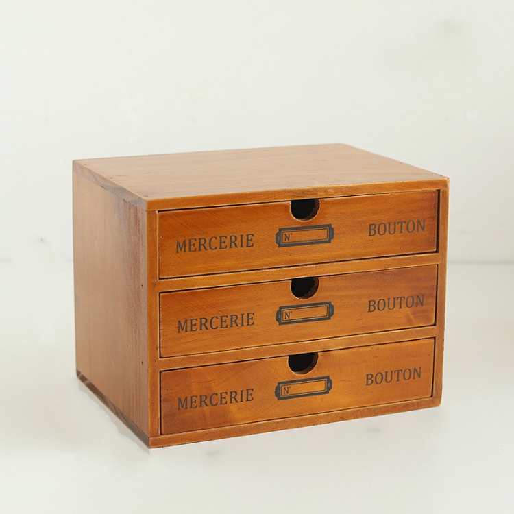 

Three Pumping Retro Wooden Drawer Storage Cabinet Desk