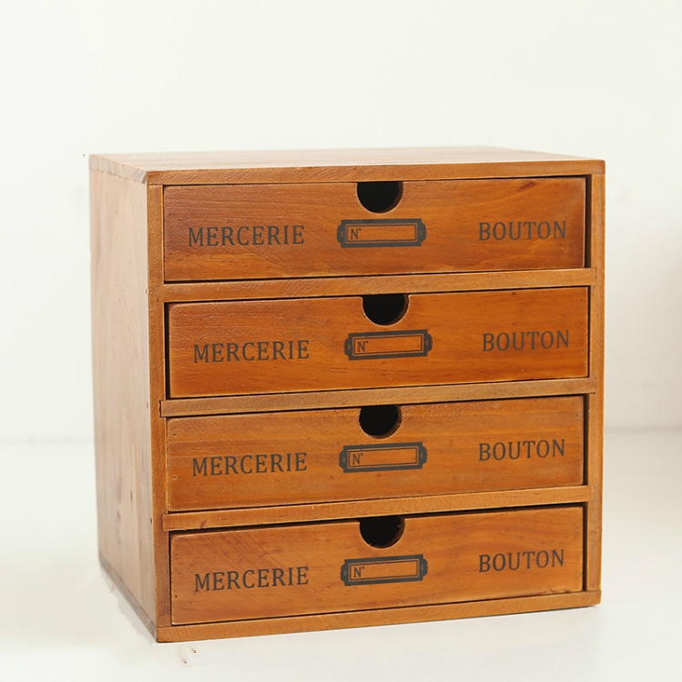

Four Pumping Retro Wooden Drawer Storage Cabinet Desk