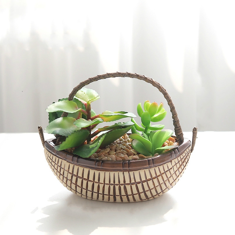 

Simulation Succulent Bonsai Desktop Decoration Green Plant Potted Ornaments Plant Crafts(B )