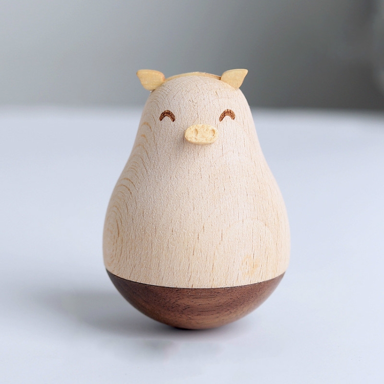 

Wooden Crafts Super Cute Cartoon Animal Tumbler Ornaments(Pig)