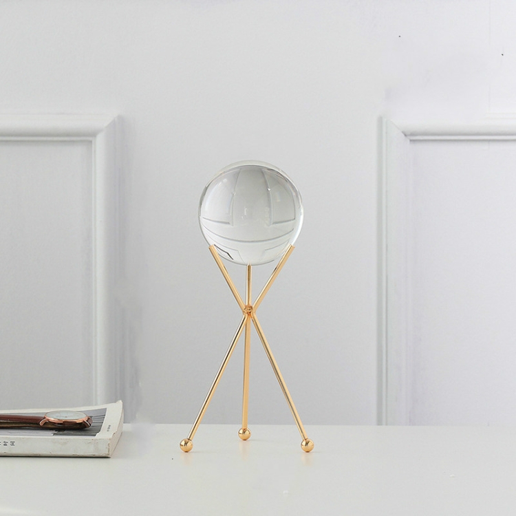 

Wrought Iron Transparent Crystal Ball Decoration Creative Living Room Crystal Decoration, Style:Triangle Low Section