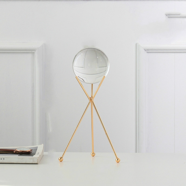 

Wrought Iron Transparent Crystal Ball Decoration Creative Living Room Crystal Decoration, Style:Triangle High Section