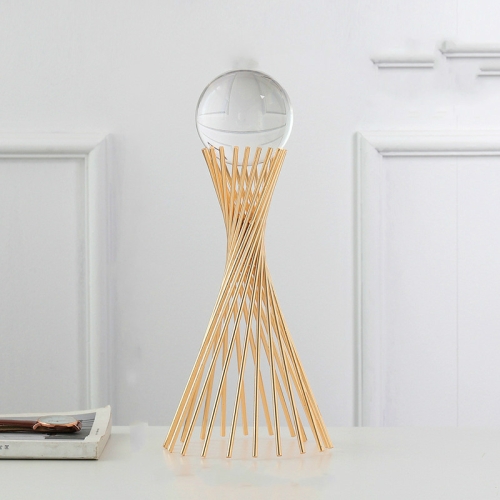 

Wrought Iron Transparent Crystal Ball Decoration Creative Living Room Crystal Decoration, Style:Rotation Height Section