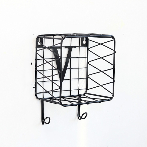 

Wrought Iron LOVE Grid Letter Shelf Home Bedroom Wall Decoration Letter Hook No Nails( Letter V )