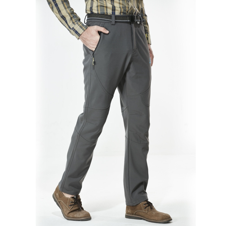 

Outdoor Gore-Tex Pants Autumn Winter Men Stretch Windproof Waterproof Fleece Soft Shell Pants, Colour: Gray, Size: 4XL