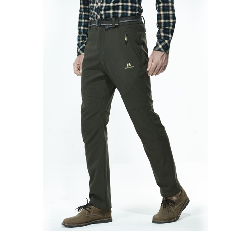 

Outdoor Gore-Tex Pants Autumn Winter Men Stretch Windproof Waterproof Fleece Soft Shell Pants, Colour: Army Green, Size: L