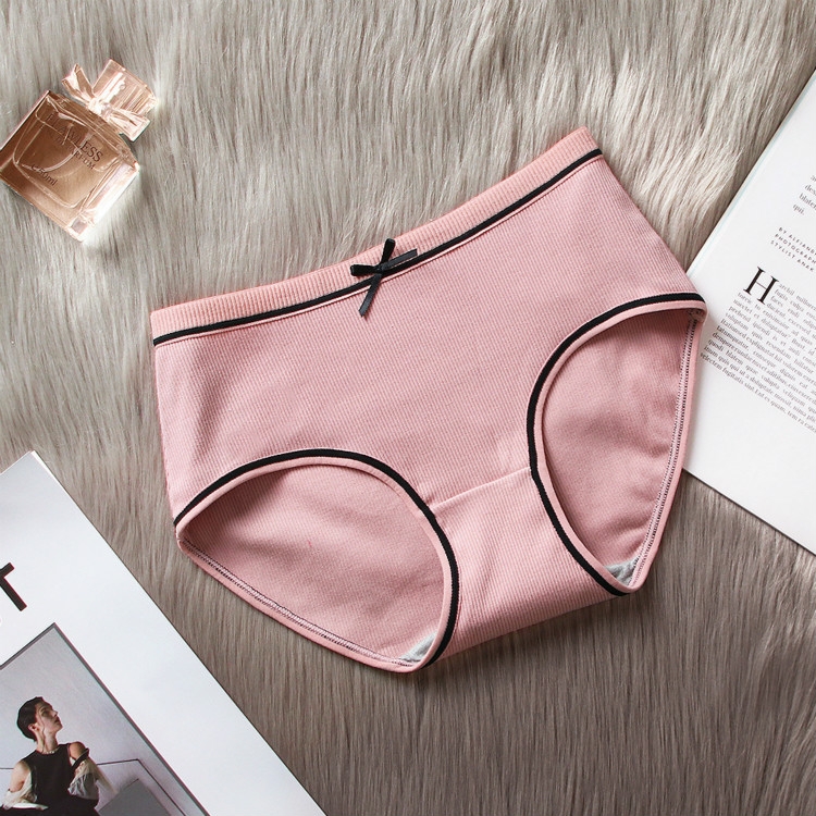 

Cotton Underwear Thread Cotton Mid-Waist Panties, Size: L(Pink)