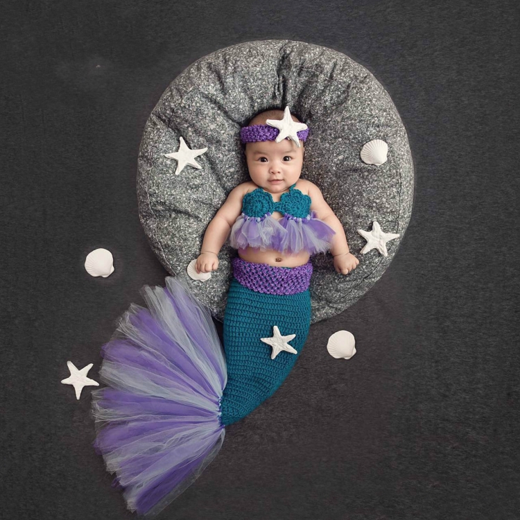 

Children Photography Clothing Handmade Wool Knit Mermaid Shape Clothing Set